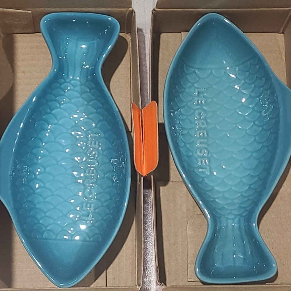 NIB Le Creuset Carribean 6" Fish Dish 2 pieces